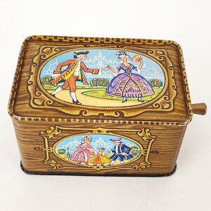 Vintage Small Hand Crank Tin Litho Music Box *AS IS